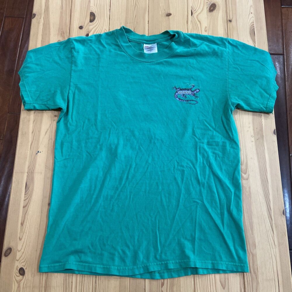 Vintage Lizard Light Green Graphic T shirt USA Made Mens Medium Surf